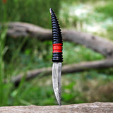 Handmade Black Horn Damascus Steel Skinner with Leather Cover