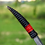 Handmade Black Horn Damascus Steel Skinner with Leather Cover