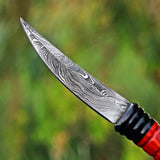 Handmade Black Horn Damascus Steel Skinner with Leather Cover