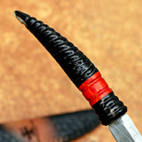 Handmade Black Horn Damascus Steel Skinner with Leather Cover