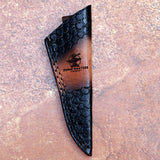 Handmade Black Horn Damascus Steel Skinner with Leather Cover