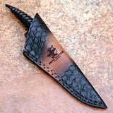 Handmade Black Horn Damascus Steel Skinner with Leather Cover