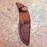 Handmade Ivory Horn Damascus Steel Skinner with Leather Cover