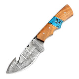 Set of 06 Handmade Damascus Steel Skinners with Wooden Box