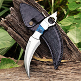 Handmade Karambit Knife Blue Resin