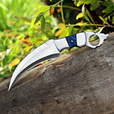 Handmade Karambit Knife Blue Resin