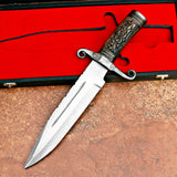 Engraved Handle Handmade Hunting Knife with Leather Cover – Perfect Gift for Outdoor Enthusiasts