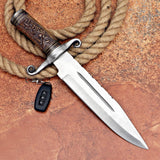 Engraved Handle Handmade Hunting Knife with Leather Cover – Perfect Gift for Outdoor Enthusiasts