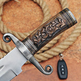 Engraved Handle Handmade Hunting Knife with Leather Cover – Perfect Gift for Outdoor Enthusiasts