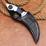 Handmade Karambit Knife Blue Resin