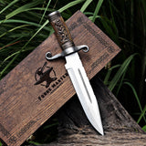 Engraved Handle Handmade Hunting Knife with Leather Cover – Perfect Gift for Outdoor Enthusiasts