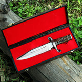 Engraved Handle Handmade Hunting Knife with Leather Cover – Perfect Gift for Outdoor Enthusiasts