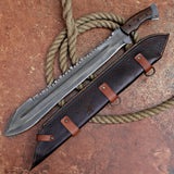 Viking Machete Blade Custom Handmade Carbon Steel Viking Machete with Leather Cover – Anniversary/Birthday Gift
