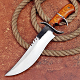 Yellow Handle Bowie 1 Custom Handmade D2 Steel Hunting Knife with Leather Cover – Anniversary/Birthday Gift