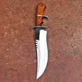 Yellow Handle Bowie 1 Custom Handmade D2 Steel Hunting Knife with Leather Cover – Anniversary/Birthday Gift