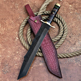 Powder Coated Machete Custom Handmade Carbon Steel Machete with Powder Coating and Leather Cover – Anniversary/Birthday Gift