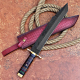 Powder Coated Machete Custom Handmade Carbon Steel Machete with Powder Coating and Leather Cover – Anniversary/Birthday Gift