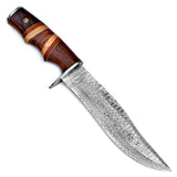 Custom Handmade Damascus Steel Hunting Knife with Leather Cover – Anniversary/Birthday Gift