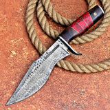 Damascus Hunting Knife Custom Handmade Damascus Steel Hunting Knife with Leather Cover – Anniversary/Birthday Gift