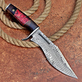 Damascus Hunting Knife Custom Handmade Damascus Steel Hunting Knife with Leather Cover – Anniversary/Birthday Gift