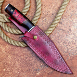 Damascus Hunting Knife Custom Handmade Damascus Steel Hunting Knife with Leather Cover – Anniversary/Birthday Gift