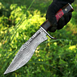 Damascus Hunting Knife Custom Handmade Damascus Steel Hunting Knife with Leather Cover – Anniversary/Birthday Gift