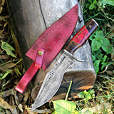 Damascus Hunting Knife Custom Handmade Damascus Steel Hunting Knife with Leather Cover – Anniversary/Birthday Gift