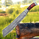 Rain Drop Machete Custom Handmade Damascus Steel Machete with Leather Cover – Anniversary/Birthday Gift