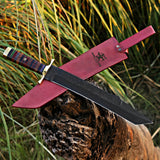 Powder Coated Machete Custom Handmade Carbon Steel Machete with Powder Coating and Leather Cover – Anniversary/Birthday Gift