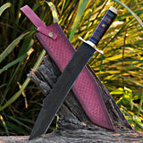 Powder Coated Machete Custom Handmade Carbon Steel Machete with Powder Coating and Leather Cover – Anniversary/Birthday Gift