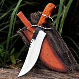 Yellow Handle Bowie 1 Custom Handmade D2 Steel Hunting Knife with Leather Cover – Anniversary/Birthday Gift