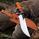 Yellow Handle Bowie 1 Custom Handmade D2 Steel Hunting Knife with Leather Cover – Anniversary/Birthday Gift