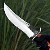 Yellow Handle Bowie 1 Custom Handmade D2 Steel Hunting Knife with Leather Cover – Anniversary/Birthday Gift