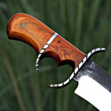 Yellow Handle Bowie 1 Custom Handmade D2 Steel Hunting Knife with Leather Cover – Anniversary/Birthday Gift