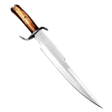 Brown Zig Zag Bowie Custom Handmade Carbon Steel Hunting Knife with Leather Cover – Anniversary/Birthday Gift