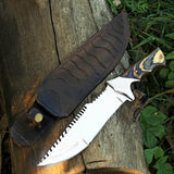 Tiger Knife Custom Handmade D2 Steel Hunting Knife with Leather Cover – Anniversary/Birthday Gift