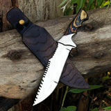 Tiger Knife Custom Handmade D2 Steel Hunting Knife with Leather Cover – Anniversary/Birthday Gift