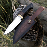 Black Micarta Knife Custom Handmade High Polished J2 Steel Skinner Knife with Micarta Handle and Leather Cover – Anniversary/Birthday Gift