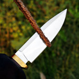 Black Micarta Knife Custom Handmade High Polished J2 Steel Skinner Knife with Micarta Handle and Leather Cover – Anniversary/Birthday Gift