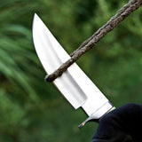 Crown Bone Handle Skinner Custom Handmade J2 Steel Hunting Knife with Camel Bone Handle and Leather Cover – Anniversary/Birthday Gift