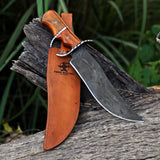 Yellow Handle Bowie 2 Custom Handmade D2 Steel Hunting Knife with Leather Cover – Anniversary/Birthday Gift