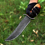 Yellow Handle Bowie 2 Custom Handmade D2 Steel Hunting Knife with Leather Cover – Anniversary/Birthday Gift