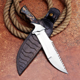 Tiger Knife Custom Handmade D2 Steel Hunting Knife with Leather Cover – Anniversary/Birthday Gift