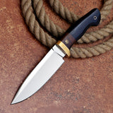 Black Micarta Knife Custom Handmade High Polished J2 Steel Skinner Knife with Micarta Handle and Leather Cover – Anniversary/Birthday Gift