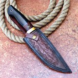 Black Micarta Knife Custom Handmade High Polished J2 Steel Skinner Knife with Micarta Handle and Leather Cover – Anniversary/Birthday Gift