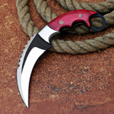 Red Wood Karambit Custom Handmade J2 Steel Karambit Knife with Leather Cover – Anniversary/Birthday Gift