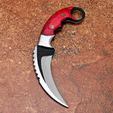 Red Wood Karambit Custom Handmade J2 Steel Karambit Knife with Leather Cover – Anniversary/Birthday Gift