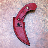 Red Wood Karambit Custom Handmade J2 Steel Karambit Knife with Leather Cover – Anniversary/Birthday Gift
