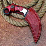 Red Wood Karambit Custom Handmade J2 Steel Karambit Knife with Leather Cover – Anniversary/Birthday Gift