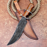 Yellow Handle Bowie 2 Custom Handmade D2 Steel Hunting Knife with Leather Cover – Anniversary/Birthday Gift